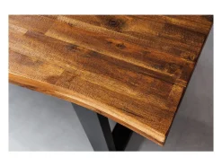 Mesa de comedor NALKO 160 cm – Tablero de madera de acacia aceitada y estructura de metal negro – Estilo industrial y natural