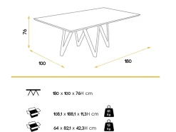 Mesa de comedor Namika de madera de nogal con patas de metal negro 180 cm