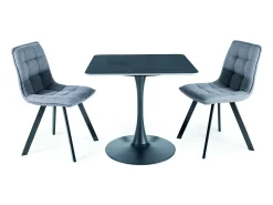 Mesa de comedor negra de 80 cm con tapa de cerámica y base de metal Sasha II