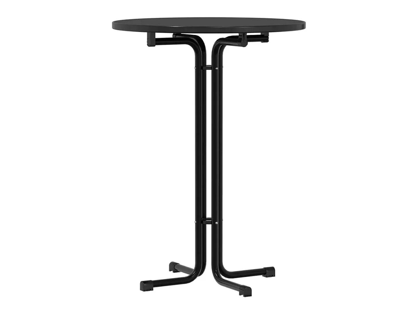Mesa de comedor negra Ø80x110 cm de madera contrachapada y acero