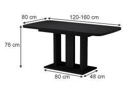 Mesa de comedor negro 120x80x77.3 fenaro