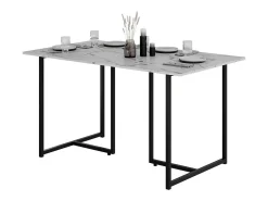 Mesa de comedor negro/mármol-blanco 140x80x75 merido