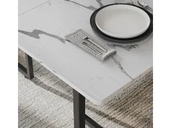 Mesa de comedor negro/mármol-blanco 140x80x75 merido