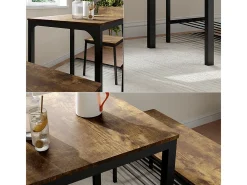 Mesa de comedor negro/roble rústico 70x70x75 fyrk