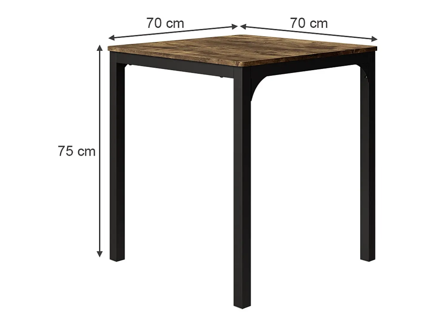 Mesa de comedor negro/roble rústico 70x70x75 fyrk