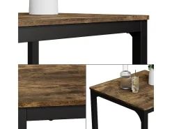 Mesa de comedor negro/roble rústico 70x70x75 fyrk