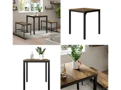 Mesa de comedor negro/roble rústico 70x70x75 fyrk