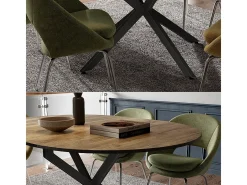 Mesa de comedor negro/roble rústico 120x120x76.5 loyd