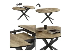 Mesa de comedor negro/roble rústico 120x120x76.5 loyd