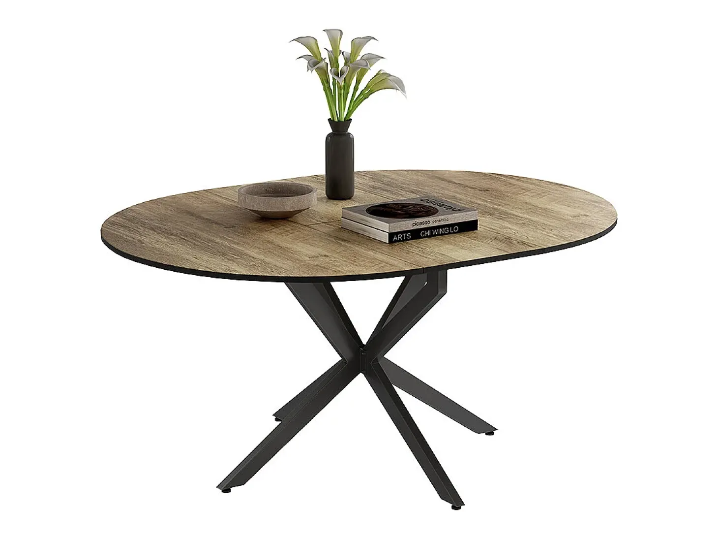 Mesa de comedor negro/roble rústico 120x120x76.5 loyd
