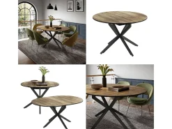Mesa de comedor negro/roble rústico 120x120x76.5 loyd