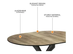 Mesa de comedor negro/roble rústico 120x120x76.5 loyd