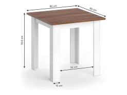 Mesa de comedor nogal 80x80x76.6 karlos
