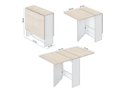Mesa de comedor Nolix Blanco Artik (Blanco Mate) - Roble Canadian