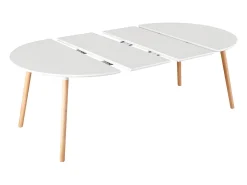 Mesa de comedor Nordika extensible forma redonda blanco/haya 100-140-180 cm Adec