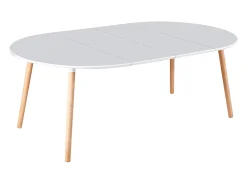 Mesa de comedor Nordika extensible forma redonda blanco/haya 100-140-180 cm Adec
