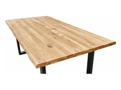 Mesa de comedor nórdica de 75x160x90 cm con sobre de madera y patas metálicas Derby
