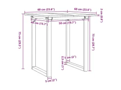 Mesa de comedor O-frame 60x60x75 cm madera maciza de pino acero