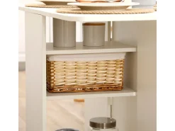 Mesa de comedor Oke Homcom plegable 2 cajones + 1 armario + ruedas blanco 75x35-120x80 cm