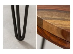 Mesa de comedor ORBO 120 cm – Tablero de madera de Sheesham barnizado y patas de metal negro – Estilo industrial