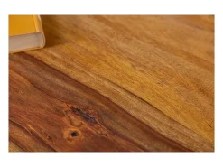 Mesa de comedor ORBO 120 cm – Tablero de madera de Sheesham barnizado y patas de metal negro – Estilo industrial