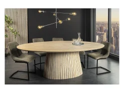 Mesa de comedor ORINO 220 cm – Tablero ovalado de madera maciza de mango y estructura de mango y acacia