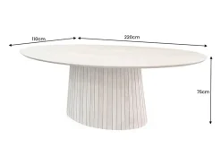 Mesa de comedor ORINO 220 cm – Tablero ovalado de madera maciza de mango y estructura de mango y acacia