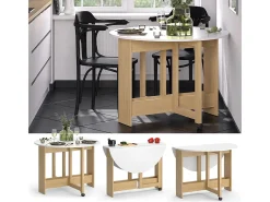 Mesa de comedor oro potencia roble/blanco 100x100x73 rondo