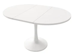 Mesa de comedor ovalada - Mesa redonda extensible blanca - Para comedor y sala de estar