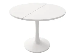 Mesa de comedor ovalada - Mesa redonda extensible blanca - Para comedor y sala de estar
