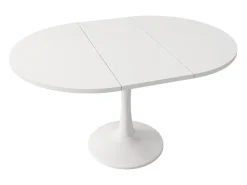 Mesa de comedor ovalada - Mesa redonda extensible blanca - Para comedor y sala de estar