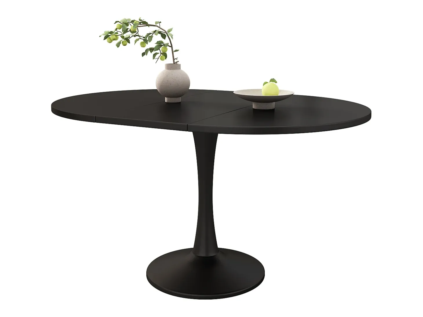 Mesa de comedor ovalada - Mesa redonda extensible negra - para comedor y sala de estar