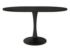 Mesa de comedor ovalada - Mesa redonda extensible negra - para comedor y sala de estar