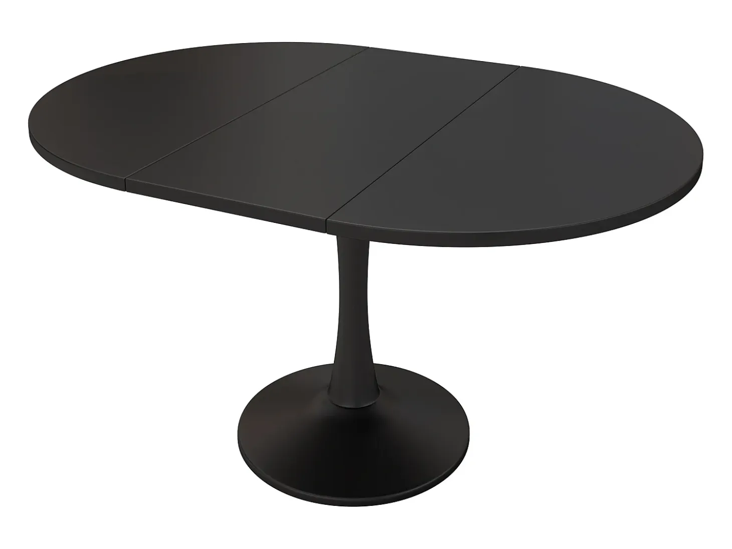 Mesa de comedor ovalada - Mesa redonda extensible negra - para comedor y sala de estar