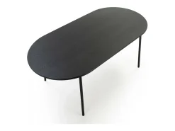 Mesa de comedor ovalada de madera maciza y patas de metal negro Anja 180 cm