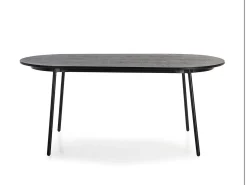 Mesa de comedor ovalada de madera maciza y patas de metal negro Anja 180 cm