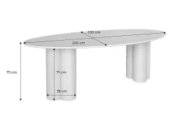 Mesa de comedor ovalada de madera de hevea para 8 personas, 220cm