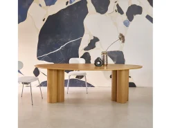 Mesa de comedor ovalada de madera de hevea para 8 personas, 220cm