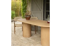 Mesa de comedor ovalada de microcemento en tono terracota DECOWOOD de 160x75cm - LUCÍA - DECOWOOD