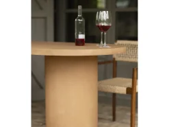 Mesa de comedor ovalada de microcemento en tono terracota DECOWOOD de 160x75cm - LUCÍA - DECOWOOD