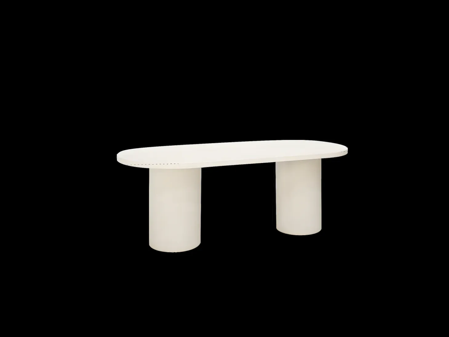 Mesa de comedor ovalada de madera maciza tono roble oscuro y patas de microcemento en tono verde DECOWOOD de 220x75cm - LUCÍA - DECOWOOD
