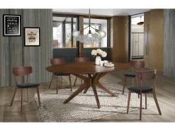 Mesa de comedor ovalada de diseño en madera maciza 110x190 cm Leon - Nogal