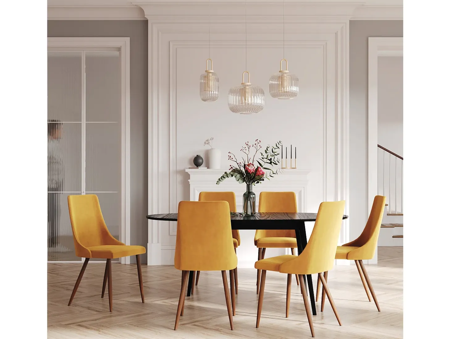 Mesa de comedor ovalada de madera negra extensible 170/200 cm - Eddy