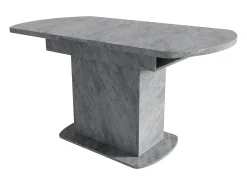 Mesa de comedor ovalada extensible - Mesa gris con una puerta y tiradores plateados - con almacenaje