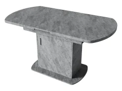 Mesa de comedor ovalada extensible - Mesa gris con una puerta y tiradores plateados - con almacenaje