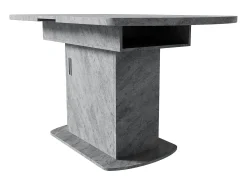 Mesa de comedor ovalada extensible - Mesa gris con una puerta y tiradores plateados - con almacenaje