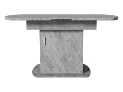 Mesa de comedor ovalada extensible - Mesa gris con una puerta y tiradores plateados - con almacenaje