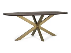 Mesa de comedor ovalada en madera de acacia y patas de metal 200 cm