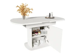 Mesa de comedor ovalada extensible (110/130 x 70 x 75 cm) - Mango blanco/plateado