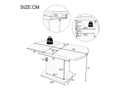Mesa de comedor ovalada extensible (110/130 x 70 x 75 cm) - Mango blanco/plateado